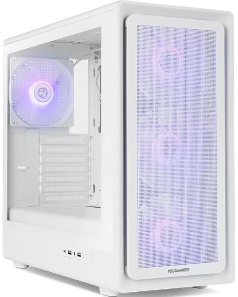 NOX Caja ordenador gaming hyperflow hummer aero atx argb cristal templado blanco