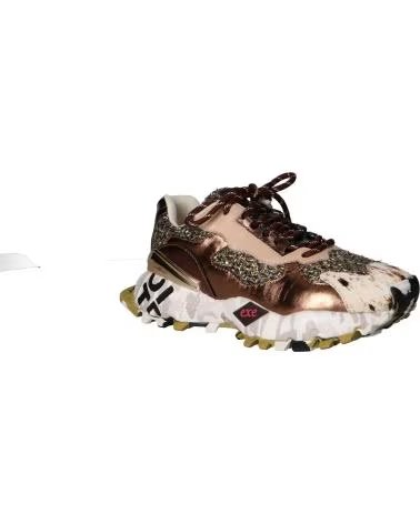 EXE 134-160 SNEAKER AUS LEDER IN BRONZE UND BEIGE LEATHER