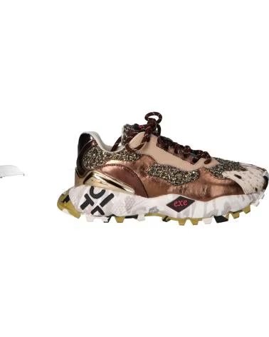 EXE 134-160 SNEAKER AUS LEDER IN BRONZE UND BEIGE LEATHER