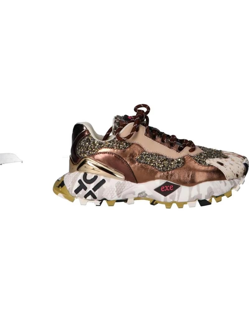 EXE 134-160 SNEAKER AUS LEDER IN BRONZE UND BEIGE LEATHER