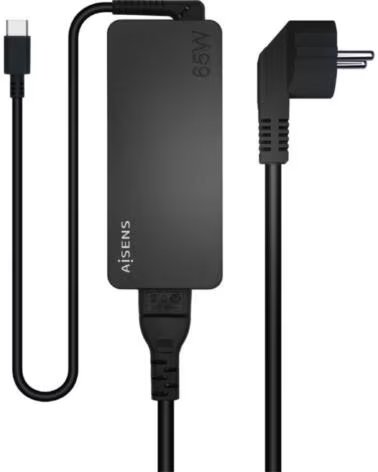 AISENS Cargador de Portatil ASCH-1PD65D-BK- 1xUSB Tipo-C- 65W- Automatico- Voltaje 5-20V