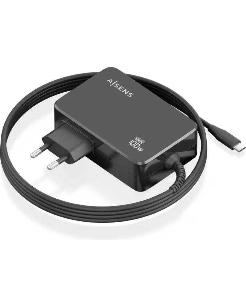 AISENS Cargador de Portatil GaN ASCH-1PD100WL50-BK USB Tipo-C- 100W- Automatico- Voltaje 5-20V