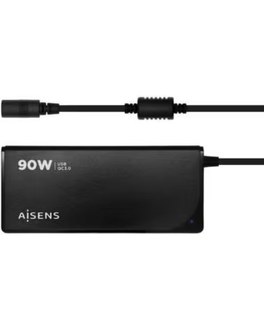 AISENS Cargador de Portatil ASLC-90WAUTO-BK- 1xUSB- 90W- Automatico- 12 Conectores- Voltaje 15-20V