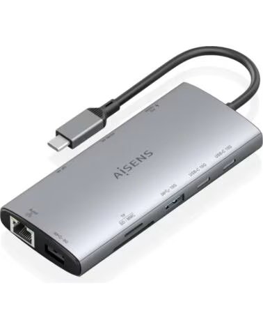 AISENS Docking USB Tipo-C ASUC-10P050-GR- 1xDisplayPort- 1xHDMI 4K- 1xRJ45- 2xUSB- 2xUSB Tipo-C- 1xUSB Tipo-C PD- 1xLector de Ta