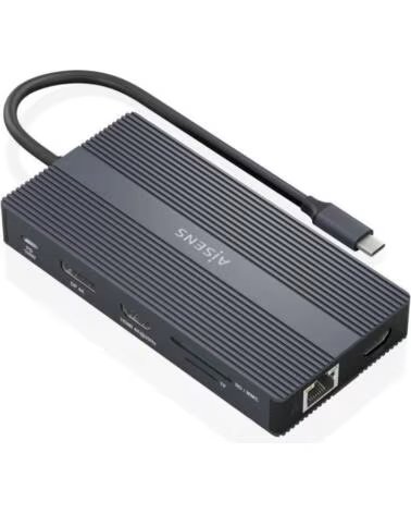 AISENS Docking USB Tipo-C ASUC-12P017-GR- 2xHDMI 4K- 4xUSB- 1xUSB Tipo-C- 1xRJ45- 1xDisplayPort- 1xLector Tarjetas- 1xUSB Tipo-C
