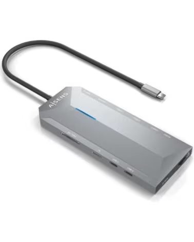AISENS Docking USB Tipo-C ASUC-12P005-GR- 2xHDMI 4K- 3xUSB- 2xUSB Tipo-C- 1xRJ45- 1xAudio- 1xLector Tarjetas- 1x Jack- 1xUSB Tip