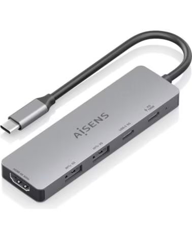 AISENS Docking USB Tipo-C ASUC-5P028-GR- 1xHDMI 4K- 2xUSB- 2xUSB Tipo-C- 1xUSB Tipo-C PD- Gris