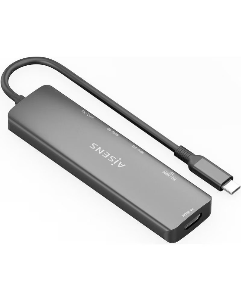 AISENS Docking USB Tipo-C ASUC-6P024-GR- 1xHDMI 4K- 3xUSB- 1xLector Tarjetas- Gris