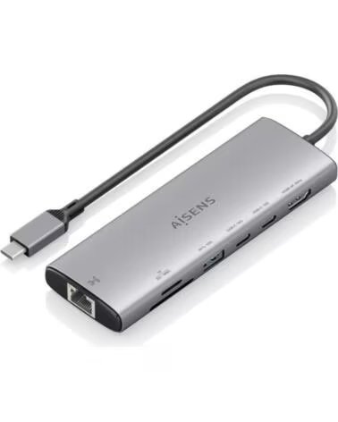 AISENS USB-C DOCKINGSTATION ASUC-7P032-GR 7-IN-1 HDMI 4K 1XUSB-A 2XUSB-C RJ45 KARTENLESER
