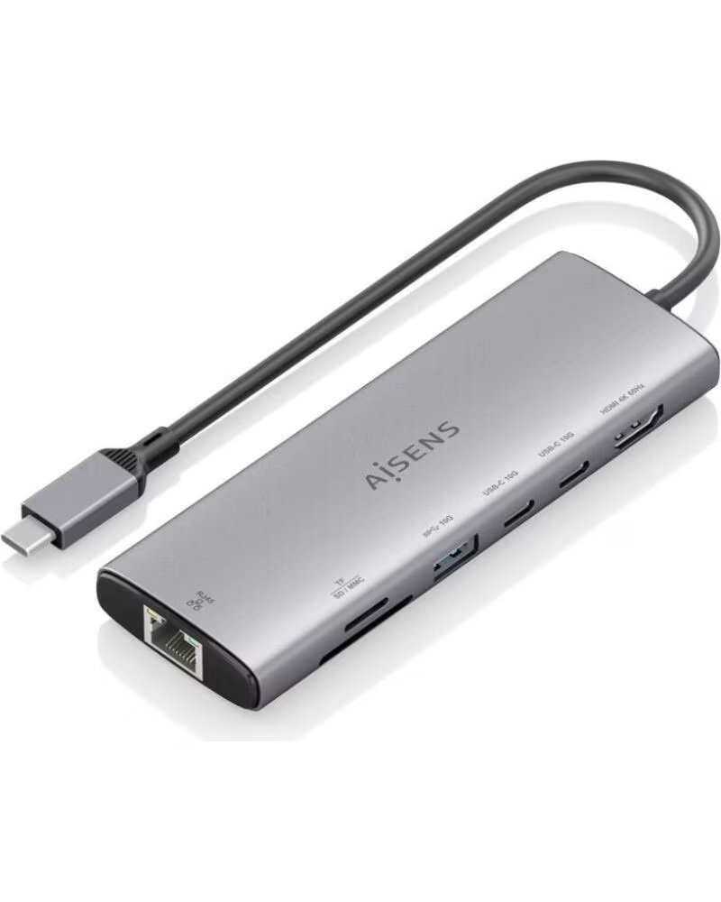AISENS USB-C DOCKINGSTATION ASUC-7P032-GR 7-IN-1 HDMI 4K 1XUSB-A 2XUSB-C RJ45 KARTENLESER