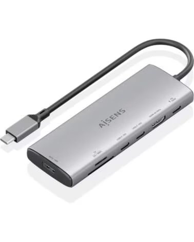 AISENS Docking USB Tipo-C ASUC-7P031-GR- 1xHDMI 4K- 1xUSB- 2xUSB Tipo-C- 1xLector Tarjetas- 1xUSB Tipo-C PD- Gris