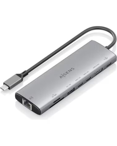 AISENS Docking USB Tipo-C ASUC-8P033-GR- 1xHDMI 4K- 1xUSB- 2xUSB Tipo-C- 1xRJ45- 1xLector Tarjetas- 1xUSB Tipo-C PD- Gris