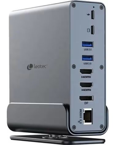LEOTEC Docking USB Tipo-C LEDS06- 5xUSB- 2xUSB Tipo-C- 1xUSB Tipo-C PD- 1xDisplayPort- 2xHDMI 4K- 1xRJ45- 1xJack 3 5- 1xLector d
