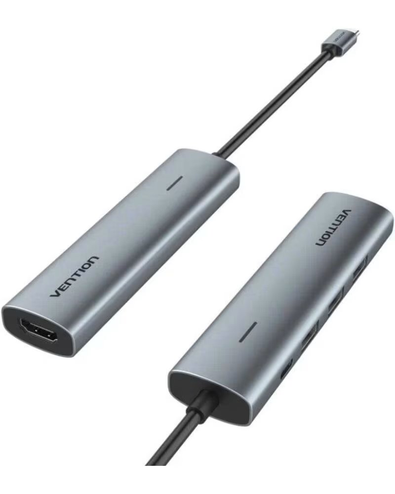 VENTION Docking USB Tipo-C TGGHB- 3xUSB- 1xHDMI 4K- 1xUSB Tipo-C PD- Gris
