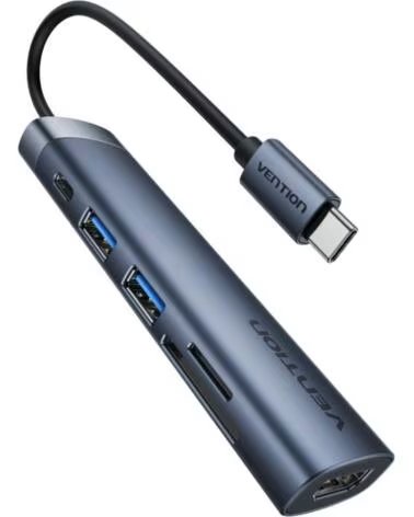VENTION Docking USB Tipo-C THJHB- 1xHDMI 4K- 2xUSB- 1xUSB Tipo-C PD- Gris