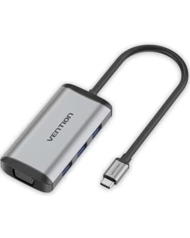 VENTION Docking USB Tipo-C TGSHB- 3xUSB- 1xHDMI 4K- 1xVGA- 1xUSB Tipo-C PD- Gris