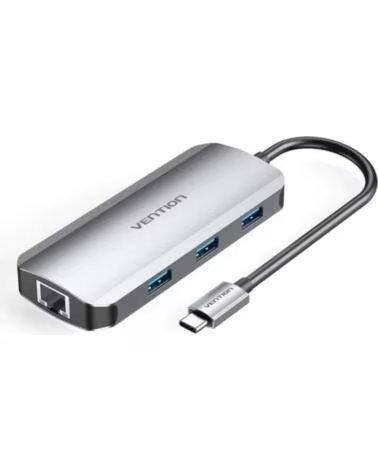 VENTION Docking USB Tipo-C TOHHB- 1xHDMI 4K- 3xUSB- 1xRJ45- 1xUSB Tipo-C PD- Gris