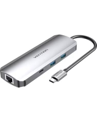 VENTION Docking USB Tipo-C TOMHB- 1xHDMI 4K- 2xUSB- 1xUSB Tipo-C- 1xUSB Tipo-C PD- 1xRJ45- 1xLector Tarjetas SD y MicroSD- Jack 