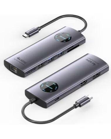 VENTION Docking USB Tipo-C TQUHB- 1xHDMI 4K- 1xDisplayPort- 3xUSB- 1xRJ45- 1xUSB Tipo-C PD- 1xLector Tarjetas- Gris