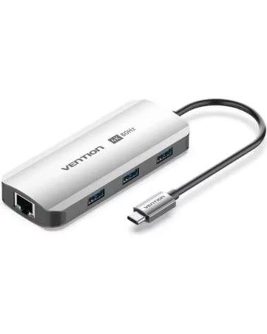 VENTION Docking USB Tipo-C TQHHB- 1xHDMI 4K- 3xUSB- 1xUSB Tipo-C PD- 1xRJ45- Gris
