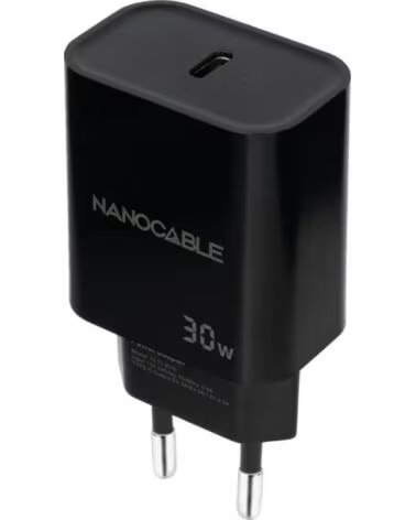NANO CABLE Cargador de Pared Nanocable 10 10 2010- 1xUSB Tipo-C- 30W- Negro