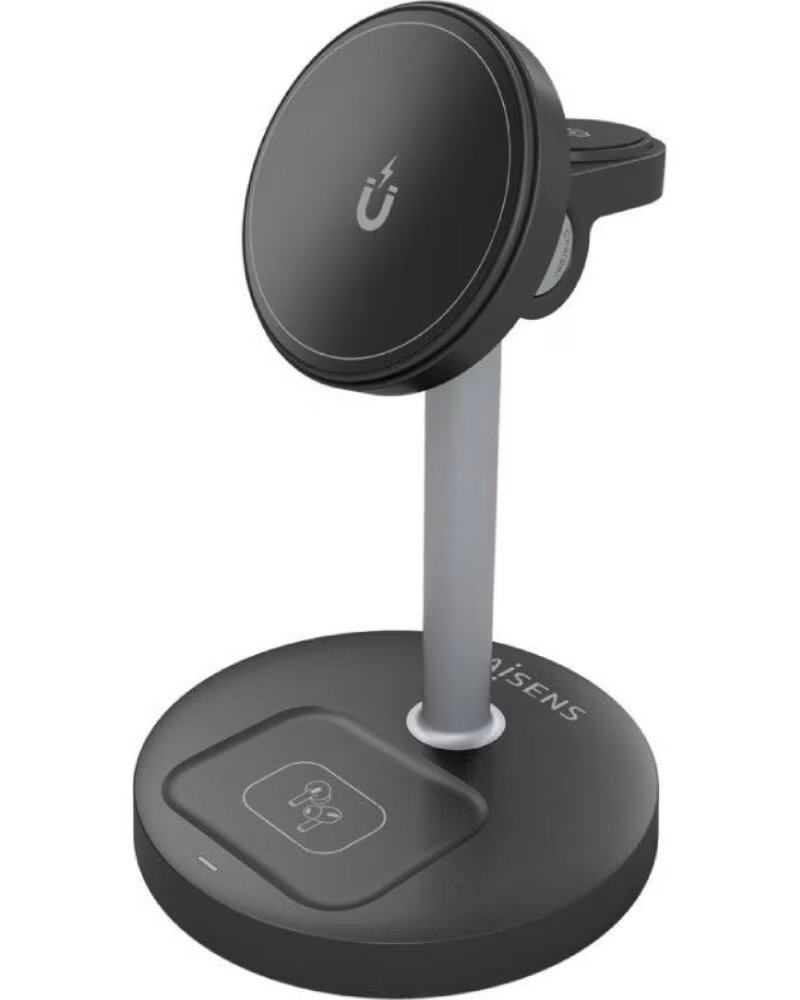 AISENS Base de carga Inalambrica ASCH-15W3WC066-BK- 15W- Negro