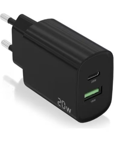 AISENS Cargador de Pared A110-0755- 1xUSB Tipo-C- 1xUSB- 20W