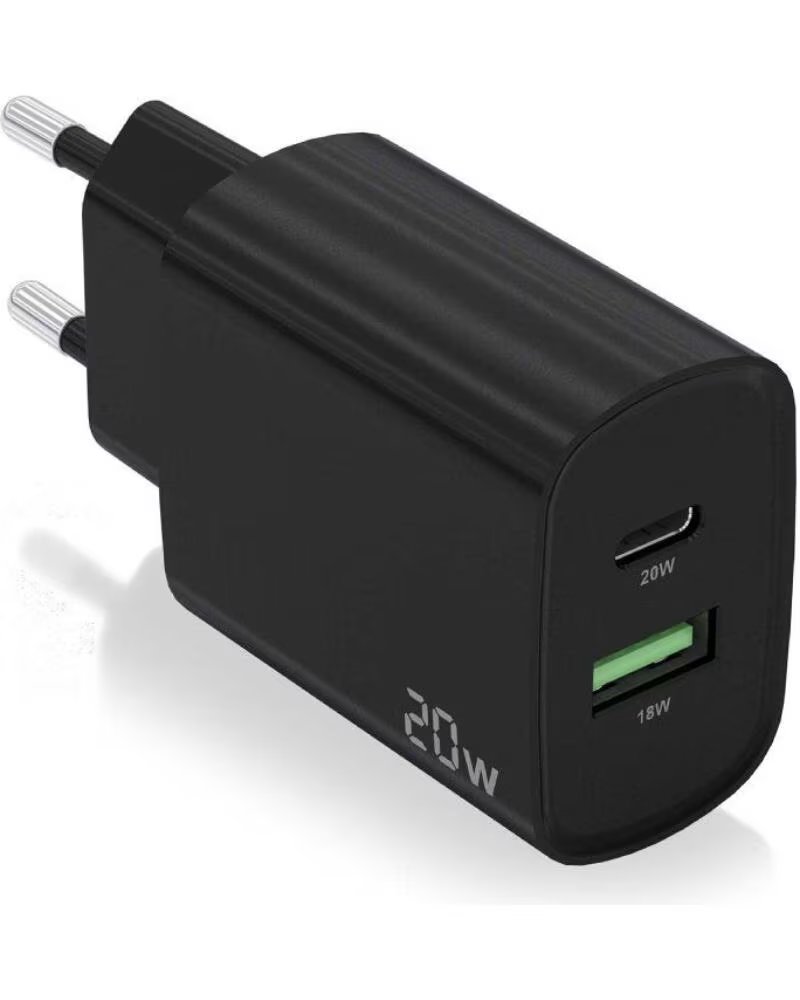 AISENS Cargador de Pared A110-0755- 1xUSB Tipo-C- 1xUSB- 20W