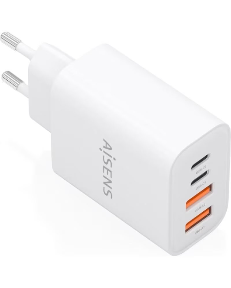 AISENS Cargador de Pared GaN A110-1027- 2xUSB Tipo-C- 2xUSB- 32W- Blanco