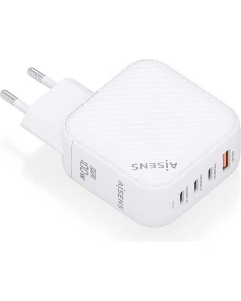 AISENS Cargador de Pared GaN ASCH-100W4P028-W- 3xUSB Tipo-C- 1x USB- 100W