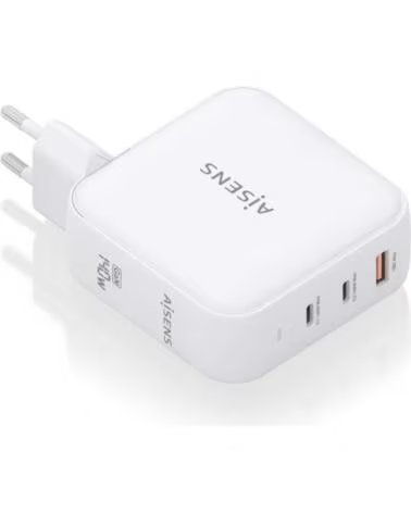 AISENS Cargador de Pared GaN ASCH-140W3P030-W- 2xUSB Tipo-C- 1xUSB- 140W