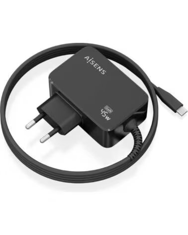 AISENS Cargador de Pared GaN ASCH-1PD45WL032-BK- 1xUSB Tipo-C Cable 1 8m- 45W