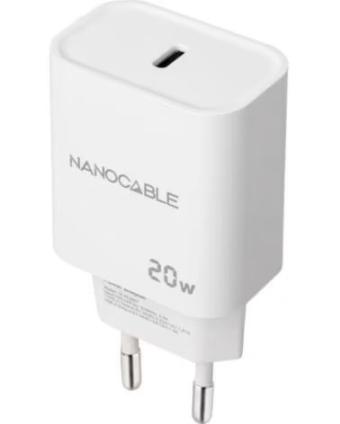 NANO CABLE Cargador de Pared Nanocable 10 10 2005- 1xUSB Tipo-C- 20W- Blanco