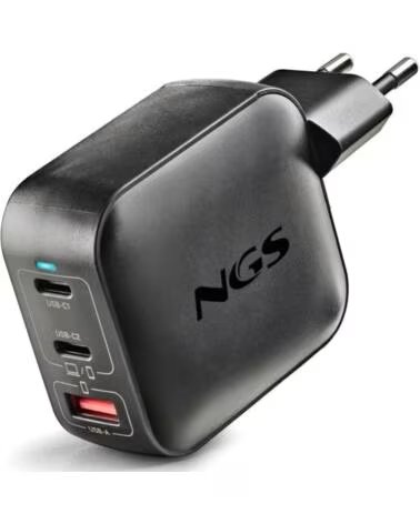 NGS Cargador de Pared GaN BUD100WTINY 100W- 2xUSB Tipo-C- 1xUSB- 100W