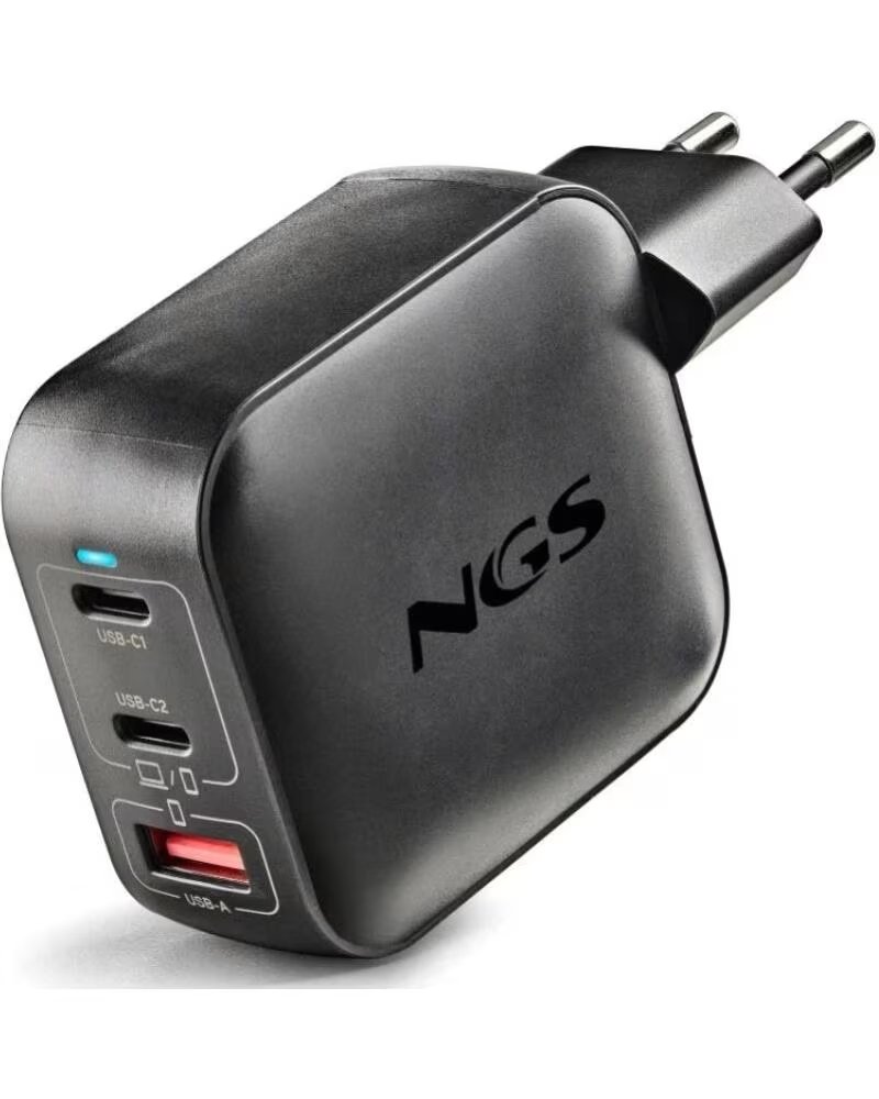 NGS Cargador de Pared GaN BUD100WTINY 100W- 2xUSB Tipo-C- 1xUSB- 100W