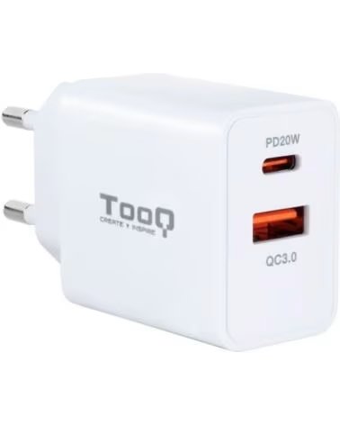 TOOQ Cargador de pared usb tqwc - 2sc04wt usb tipo a usb tipo c blanco