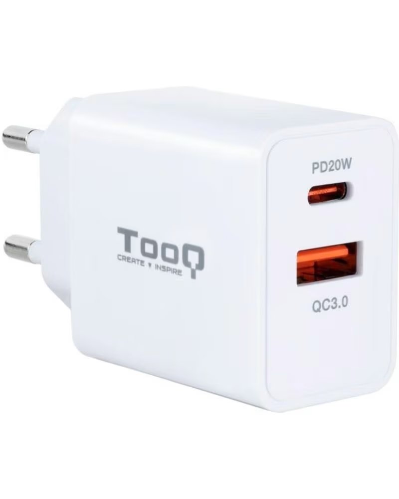 TOOQ Cargador de pared usb tqwc - 2sc04wt usb tipo a usb tipo c blanco