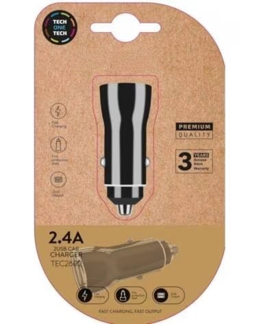 TECH ONE TECH Cargador de Coche TEC2802- 2xUSB- 12W