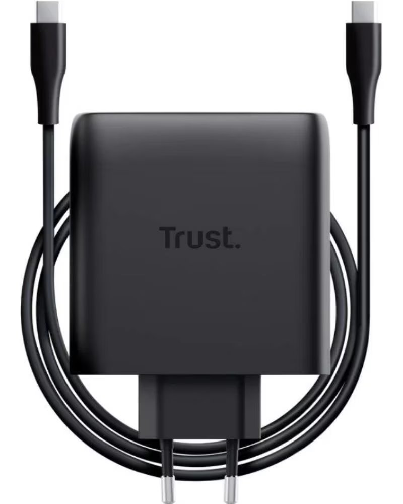 TRUST Cargador de Pared GaN Maxo 100W- 2xUSB Tipo-C-Incluye Cable USB Tipo-C- 100W