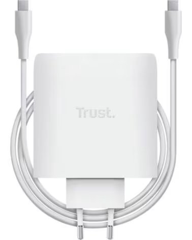 TRUST Cargador de Pared GaN Maxo 100W- 2xUSB Tipo-C- Incluye Cable USB Tipo-C- 100W