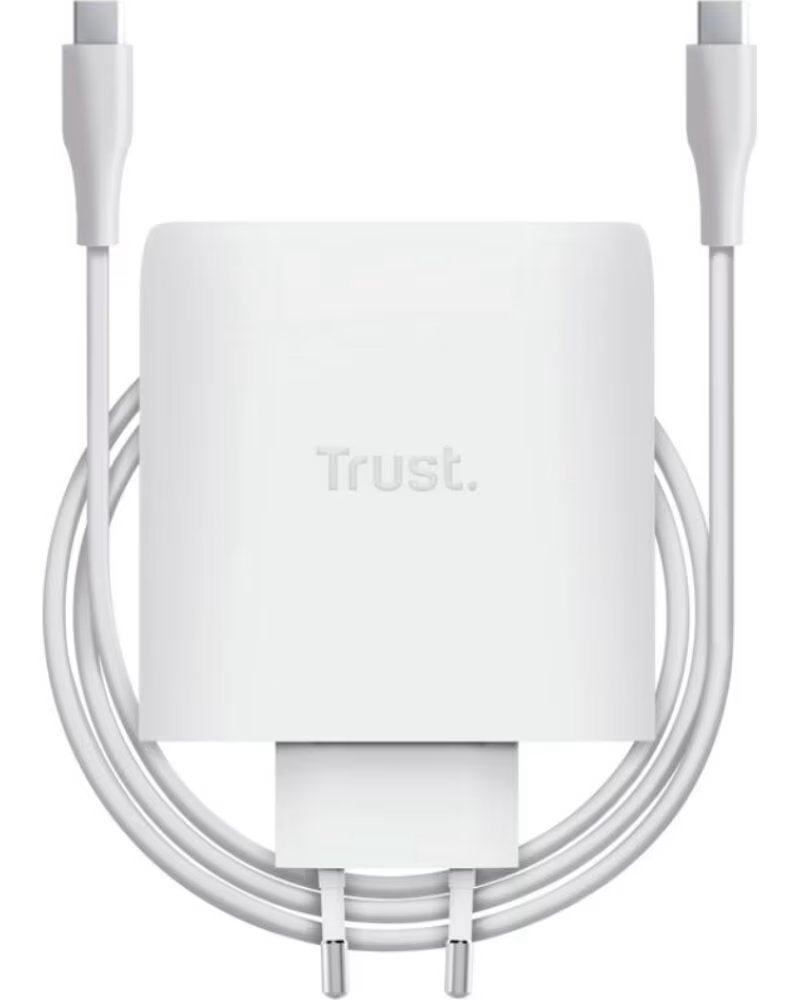 TRUST Cargador de Pared GaN Maxo 100W- 2xUSB Tipo-C- Incluye Cable USB Tipo-C- 100W