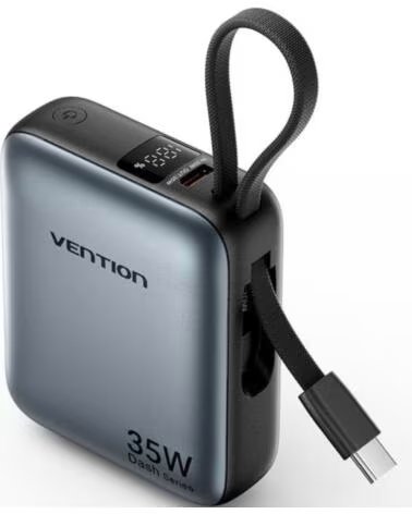 VENTION Powerbank 10000mAh FHFH0- 35W- Gris- Incluye Cable USB Tipo-C