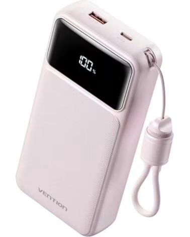 VENTION Powerbank 20000mAh XGYP0-40-TY- 22 5W- Rosa- Incluye Cable USB Tipo-C