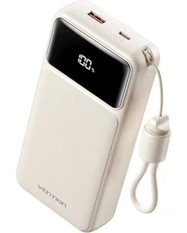 VENTION Powerbank 20000mAh XGYW0-40-TY- 22 5W- Blanca- Incluye Cable USB Tipo-C