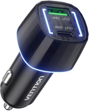 VENTION Cargador de Coche FFRB0- 1xUSB-Tipo C- 1xUSB- 48W