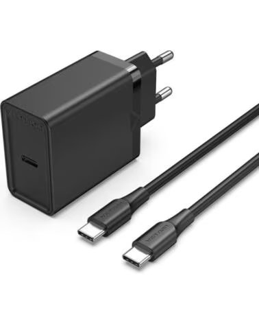 VENTION Cargador de Pared FAHBF-EU- 1xUSB Tipo-C 2x Cable USB Tipo-C- 25W