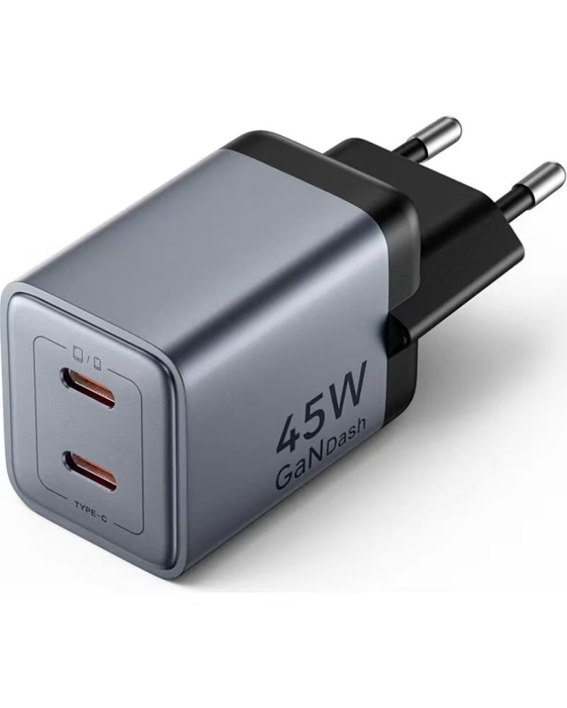 VENTION Cargador de Pared GaN FCDH0-EU- 2xUSB Tipo-C- 45W