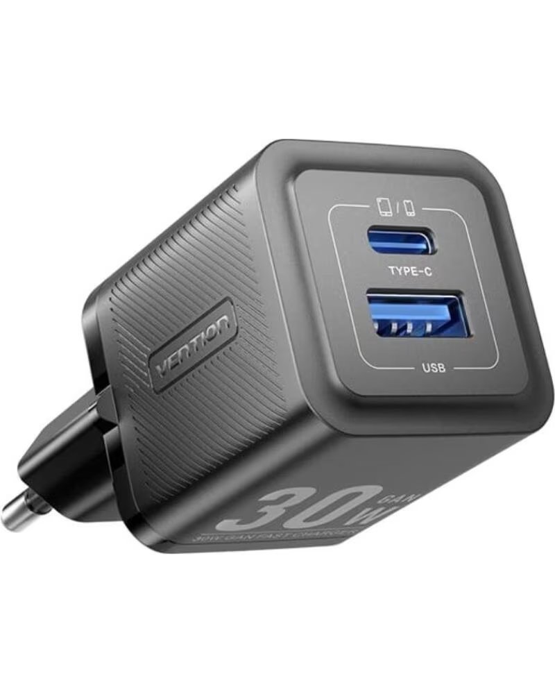 VENTION Cargador de Pared GaN FEQB0-EU- 1xUSB Tipo-C- 1xUSB- 30W