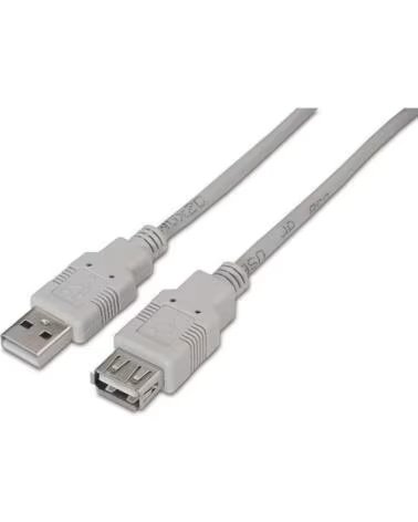 AISENS Cable Alargador USB 2 0 A101-0012- USB Macho - USB Hembra- Hasta 2 5W- 60Mbps- 1m- Beige