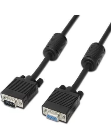 AISENS Cable Alargador SVGA A113-0078- VGA Macho - VGA Hembra- Hasta 3W- 10Mbps- 1 8m- Negro